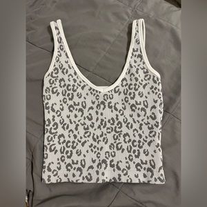 white cheetah print cropped tank top